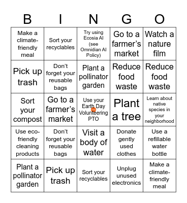 Omnidian Earth Month Bingo Card