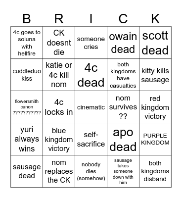 BANNERFALL FINALE Bingo Card