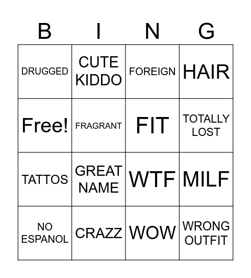 SHOTS Bingo Card