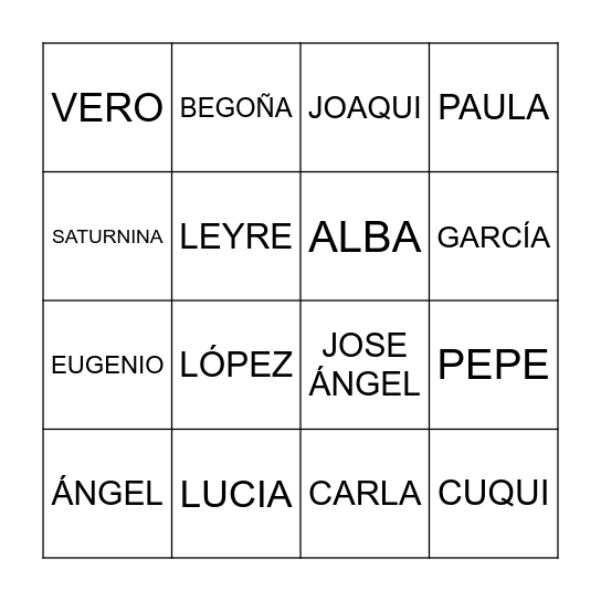 FAMILY BINGO Card