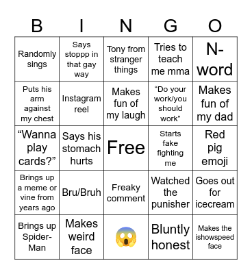 Black boy bingo Card