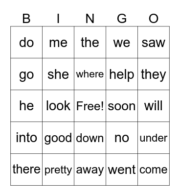 Heart Word BINGO (1-75) Bingo Card