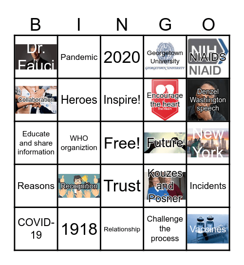 Dr. Anthony Fauci and COVID-19 Bingo Card