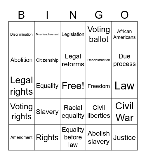 Amendments Post-CW Bingo Card