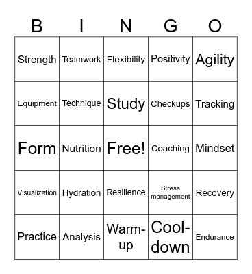 Athelete Excellence Bingo Card