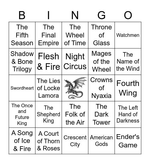 Fantasy Best Sellers Bingo Card