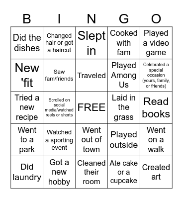 Welcome Back! Find someone who... Bingo Card
