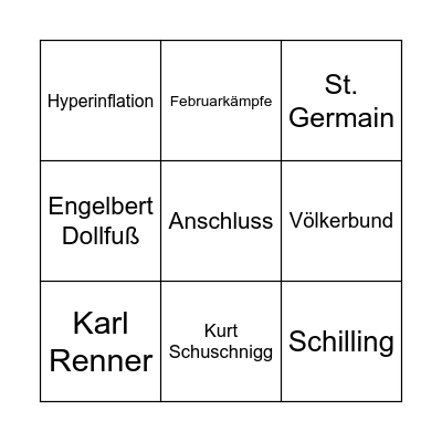 Geschichte Bingo Card
