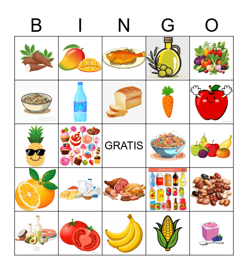 los alimentos Bingo Card