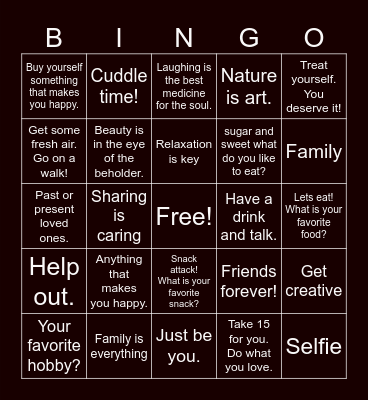 Mental Health Bingo Card