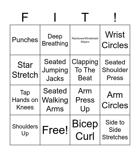 Fitness Bingo Card