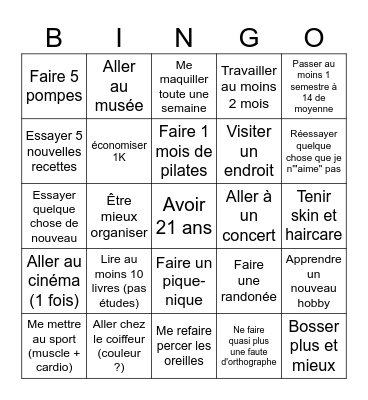 New year, new me (2026) bingo Card