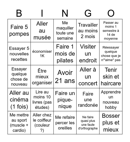 New year, new me (2026) bingo Card