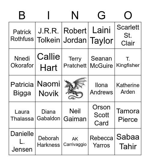 Fantasy/Romantasy Authors Bingo Card