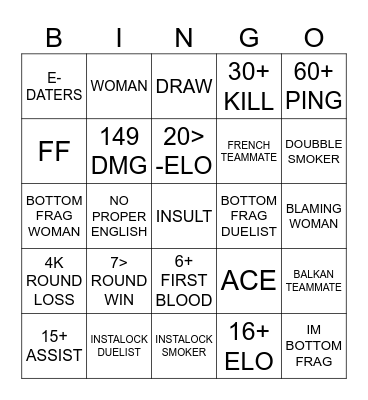 VALORANT BINGO Card