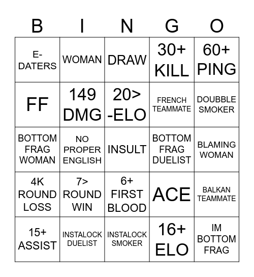 VALORANT BINGO Card
