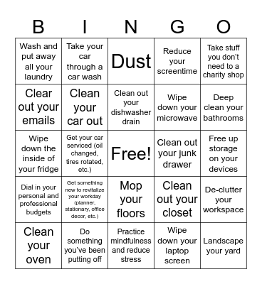 Spring Cleaning Bingo! Bingo Card