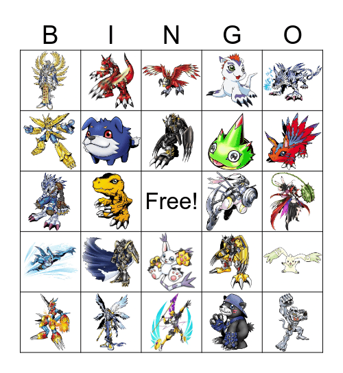 Digimon Liz Bingo Card