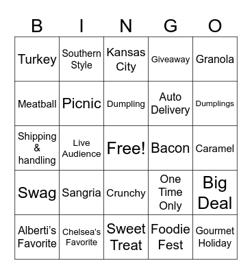 Foodie Fest Bingo - Saturday, April 25 Bingo Card