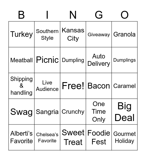 Foodie Fest Bingo - Saturday, April 25 Bingo Card