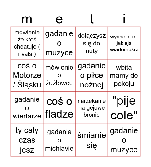 granie z leszkiem Bingo Card