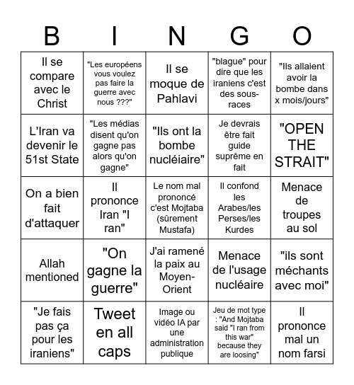 Déclarations du Bozo en chef Bingo Card