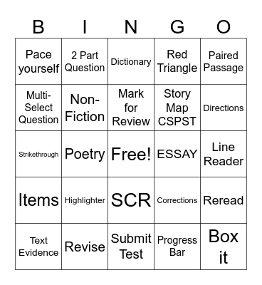 STAAR Review Bingo Card