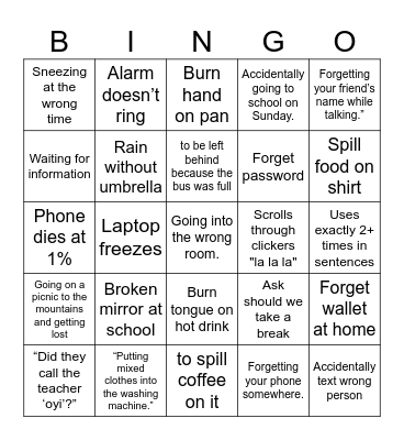 Townhall 2024 Bingo Card