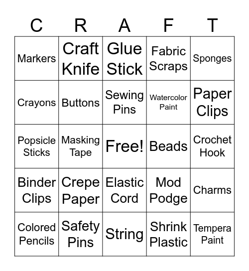 Crafty Bingo Card