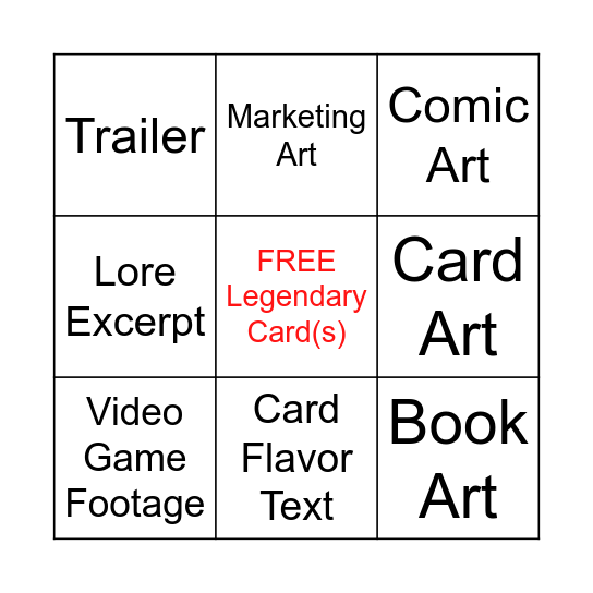 Character Visuals Bingo Card