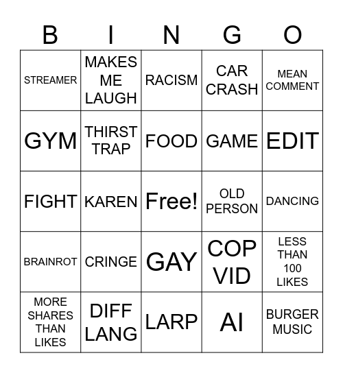IG REEL BINGO Card