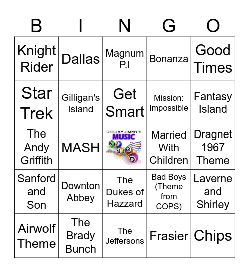 TV Themes 4 Bingo Card