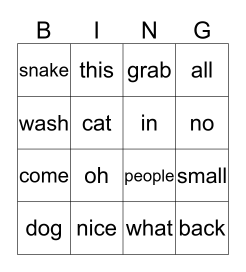 Pet Wash Bingo Card