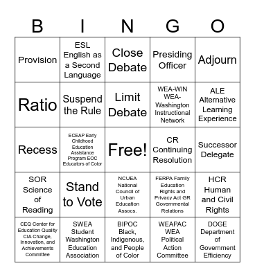 WEA RA 2026 Bingo Card