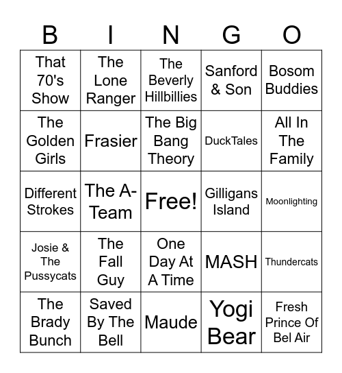TV Theme songs 2 Bingo Card