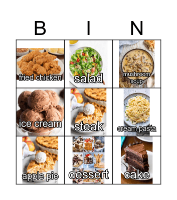 ORDERING AT A RESTAURANT Bingo Card
