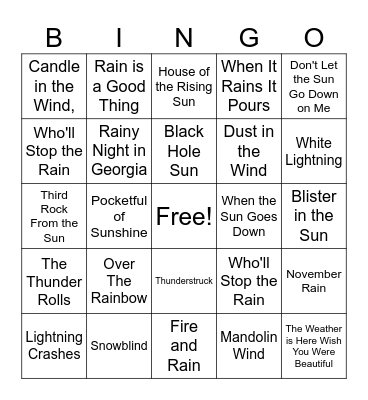 WEATHER MUSIC Bingo Card
