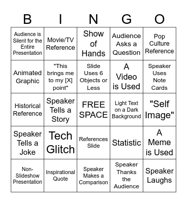 EH 102 Presentation Bingo Card