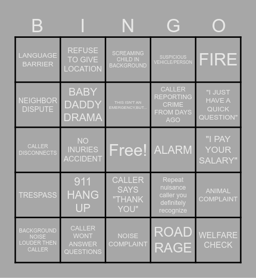 2026 TELECOMMUNICATORS WEEK CALL TAKING Bingo Card