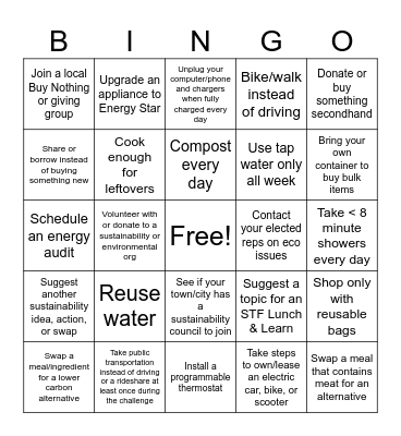 Earth Day Bingo Card