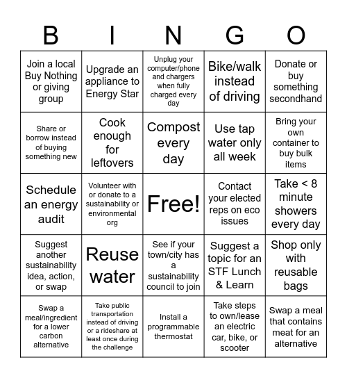 Earth Day Bingo Card