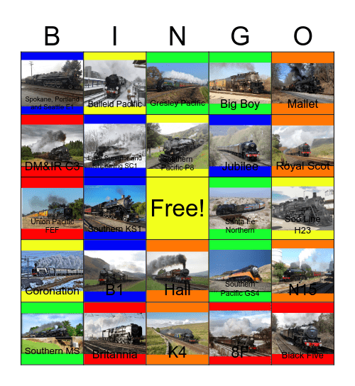 Preserved Steam Locomotives that I would like to fix one day Bingo Card