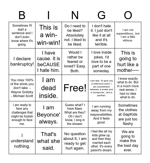 Michael Scott Bingo-it's like regular Bingo, but Better. Bingo Card