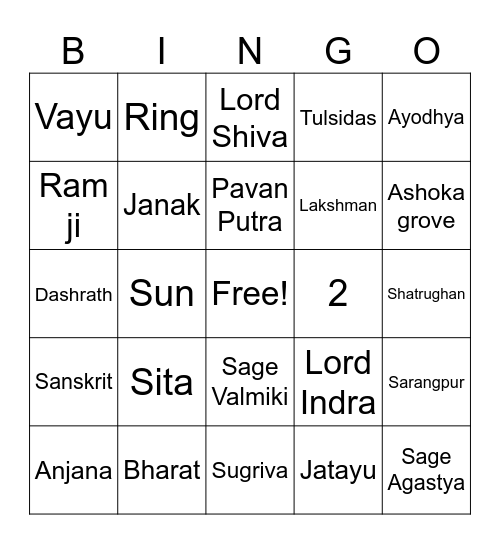 Hanuman Jayanti Bingo Card