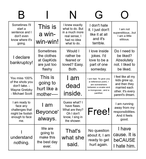 Michael Scott Bingo-it's like regular Bingo, but Better. Bingo Card
