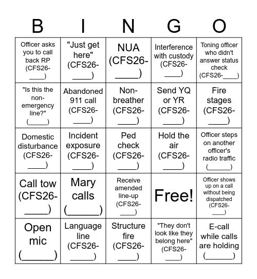 Dispatch Week 2026 Bingo Card