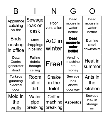 Feldberg Biohazard Bingo Card