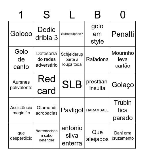 Benfica BIN Bingo Card