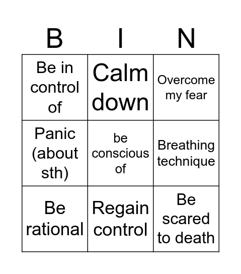Dealing with emotions Bingo Card