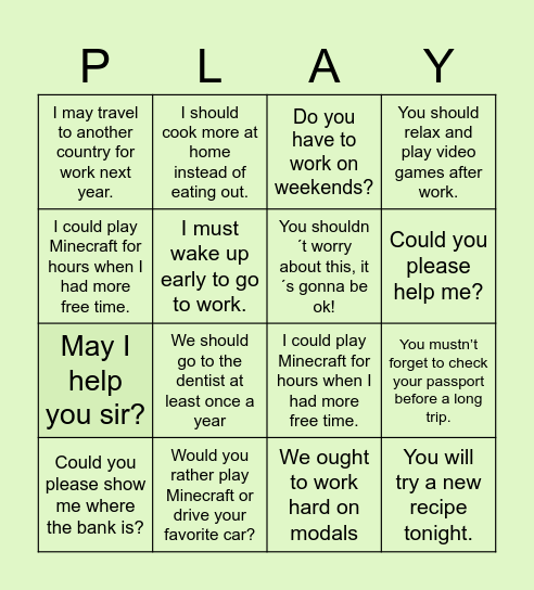 MODAL VERBS BINGO Card